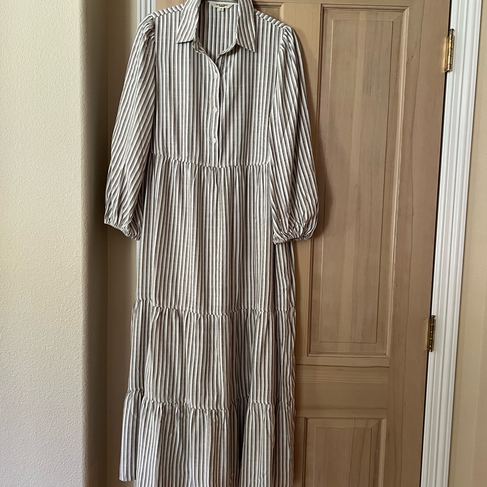 Max Studio Cream Ruffled Tiered Sundress
